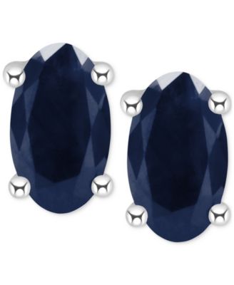Ruby Oval-Cut Stud Earrings in 14k White Gold (Also in Emerald)