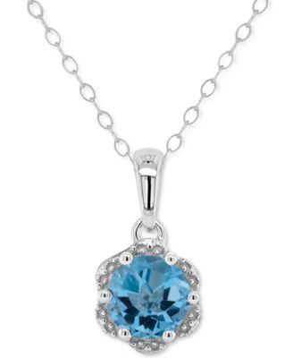 Rhodolite Garnet Solitaire Scalloped Edge 18" Pendant Necklace (1 ct. t.w.) in Sterling Silver (Also in Citrine, Peridot, White Topaz, Blue Topaz, & Amethyst)