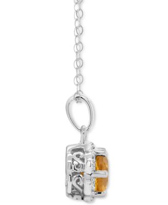 Rhodolite Garnet Solitaire Scalloped Edge 18" Pendant Necklace (1 ct. t.w.) in Sterling Silver (Also in Citrine, Peridot, White Topaz, Blue Topaz, & Amethyst)