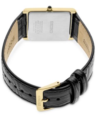 Men's Essentials Black Leather Strap Watch 28mm