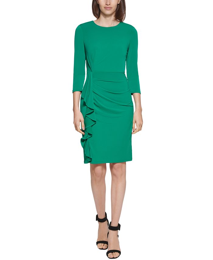 Calvin klein side ruffle sheath dress 2025