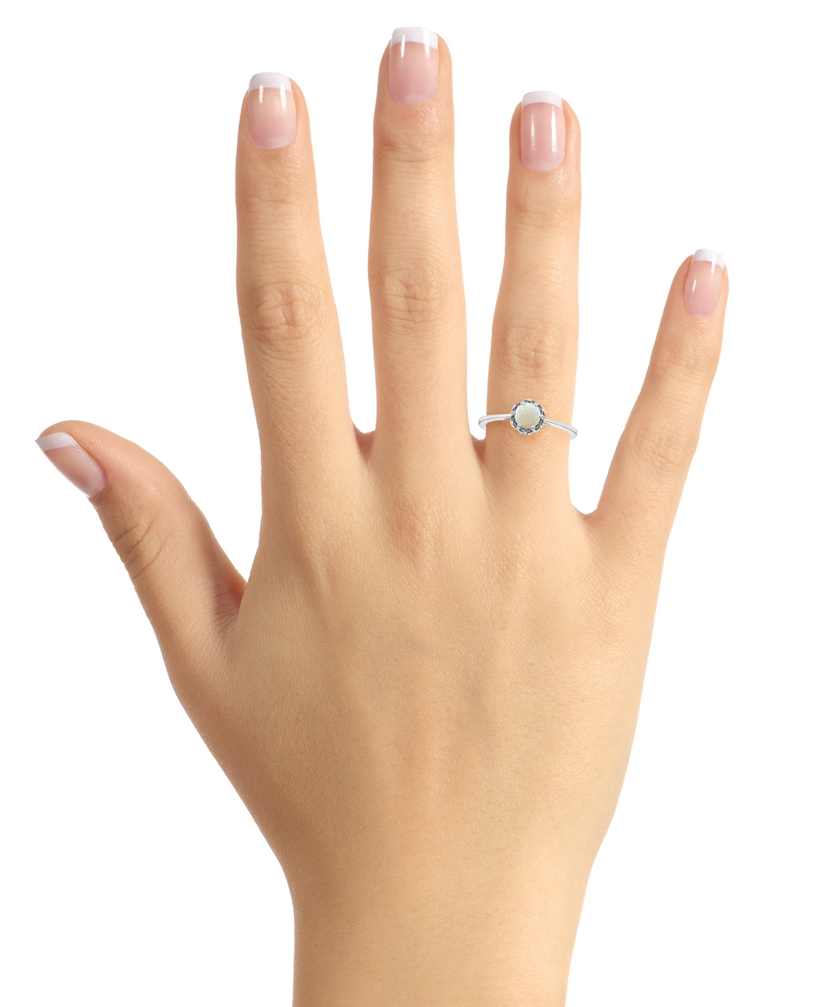 Six Prong Solitaire Ring (1/3 ct. t.w.) in Sterling Silver (Also in Aquamarine) - Opal