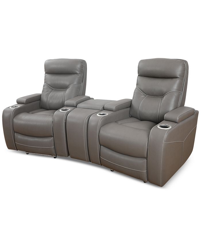 Furniture Jabarr 3Pc. Beyond Leather Theater Seating with 1 Console