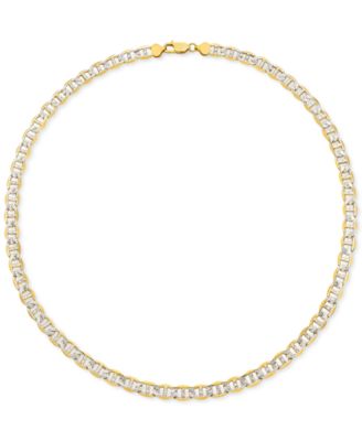 Men's Two-Tone Diamond Cut Mariner Link 24" Chain Necklace in Sterling Silver & 14k Gold-Plate