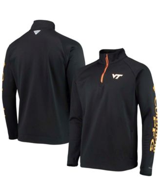 Men's Black Virginia Tech Hokies Terminal Tackle Fleece Raglan Omni-Shade Quarter-Zip Jacket