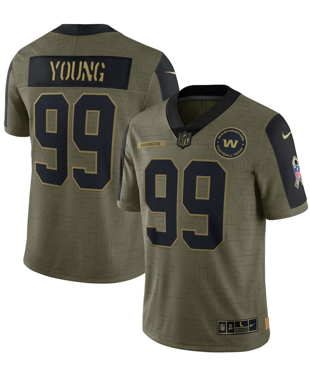 Men's Chase Young Olive Washington Football Team 2021 Salute To Service Limited Player Jersey