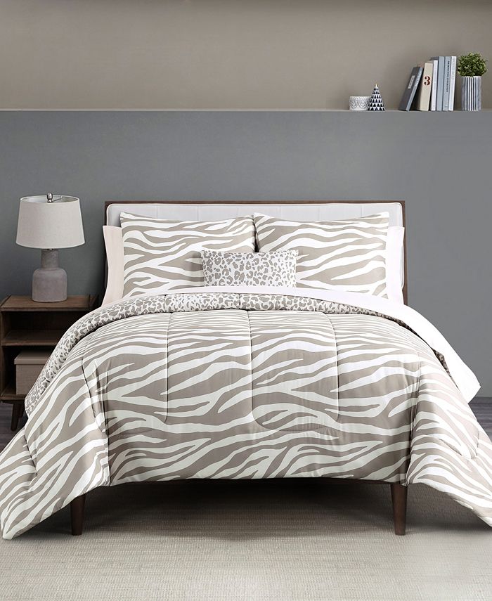 Keeco Nicole Zebra Reversible 12Pc. Full Comforter Set, Created for Macy's Macy's