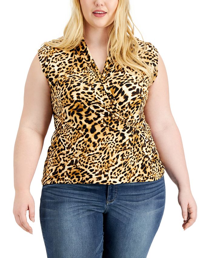 1X, Leopard INC International Concepts Women's Plus Size Cold-Shoulder Sweater