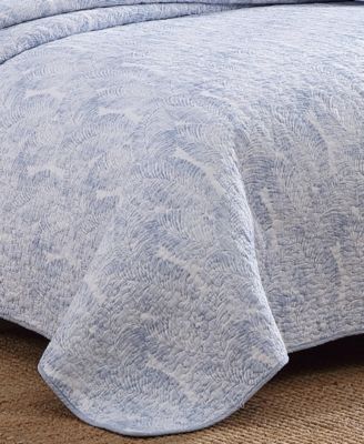 CLOSEOUT! Distressed Water Leaves 3-Pc. Quilt Set, King