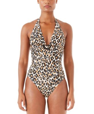 cheetah print 1 piece swimsuit