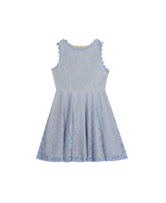 Rare Editions Big Girls Lace Skater Dress with Crochet Detail - Macy's