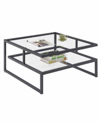 Royal Crest Stripes 2 Tier Glass Coffee Table