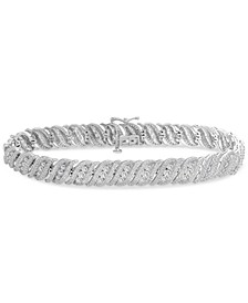 Diamond Swirled Link Bracelet (5 ct. t.w.) in 14k White Gold