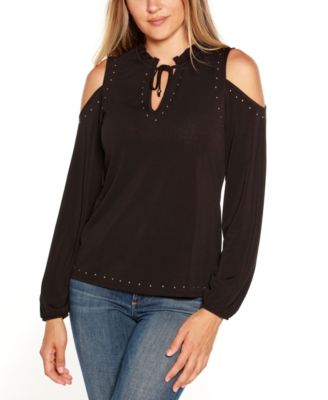 売れ筋商品|||ベルディーニ カットソー トップス レディース Black Label Plus Size Embellished Cold Shoulder Top Black Belldini Women's Black Label Embellished Cold Shoulder Top