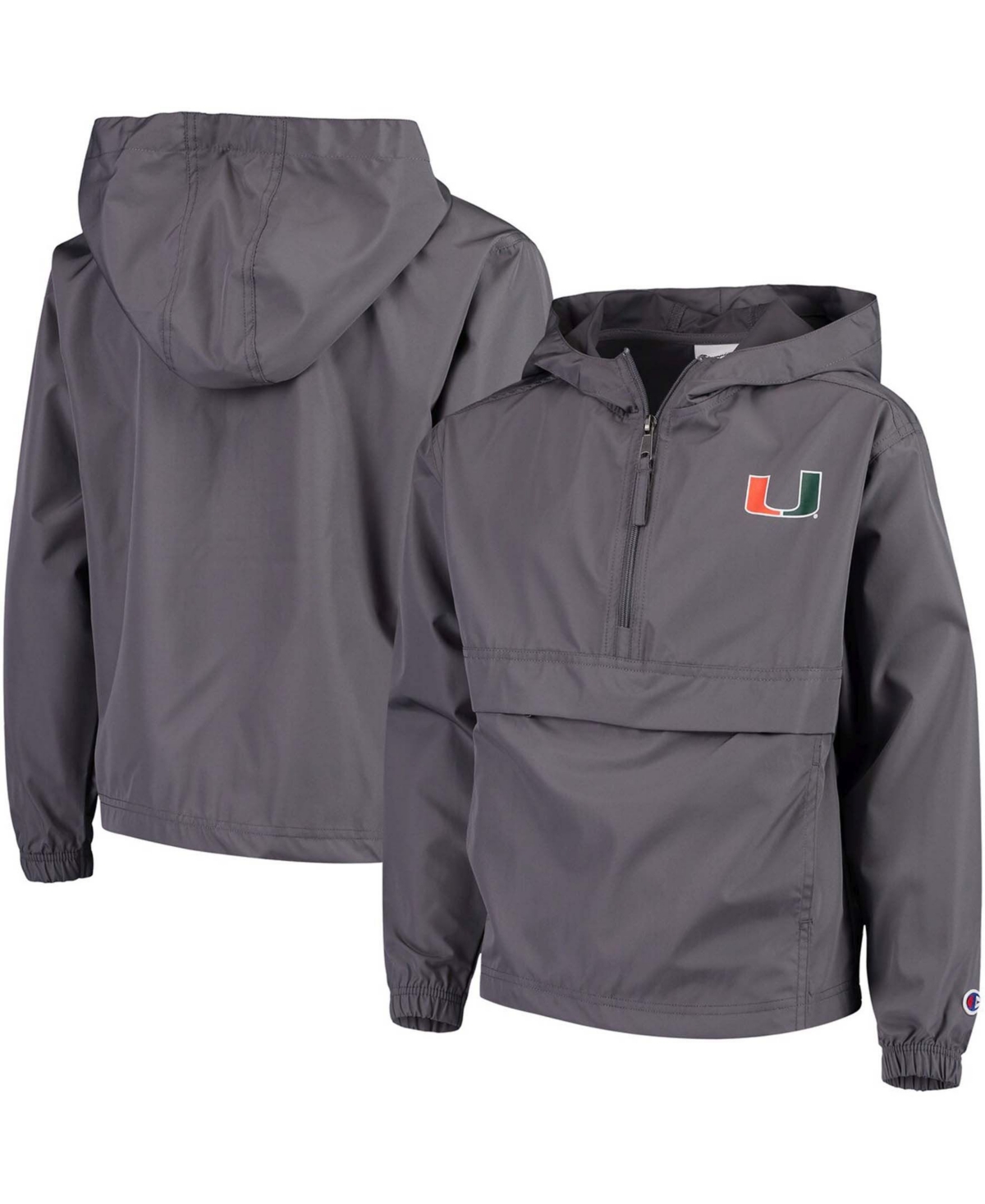 Big Boys and GirlsMiami Hurricanes Pack and Go Windbreaker Jacket - Graphite