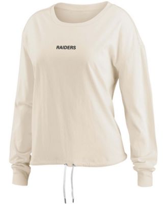 Women's Oatmeal Las Vegas Raiders Long Sleeve Crop Top Shirt