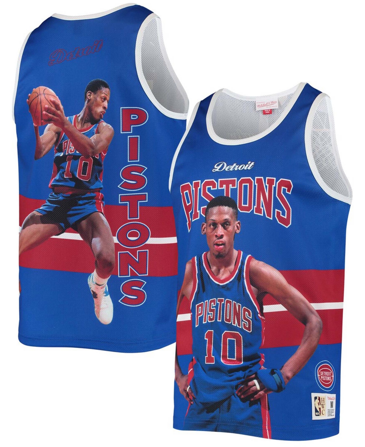 Mitchell & Ness Men's Dennis Rodman Blue Detroit Pistons Hardwood Classics Player Tank Top In Blue