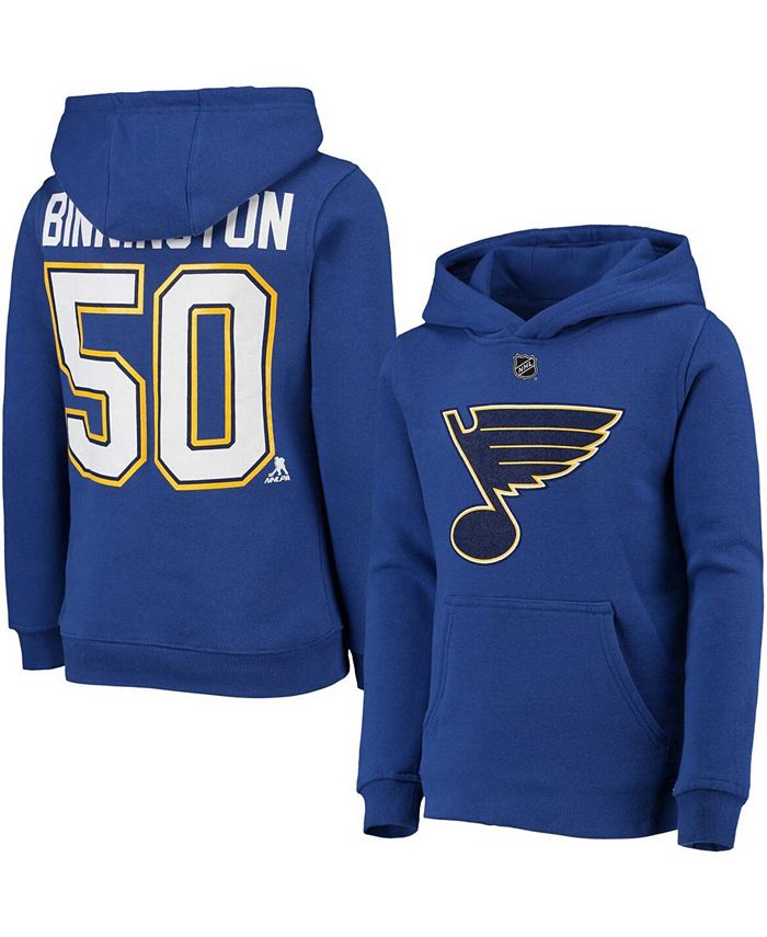 Outerstuff Big Boys and Girls Jordan Binnington Blue St. Louis Blues Player  Name and Number Hoodie - Macy's