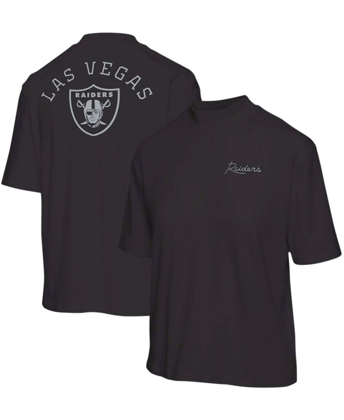 Women's Black Las Vegas Raiders Half-Sleeve Mock Neck T-shirt - Black