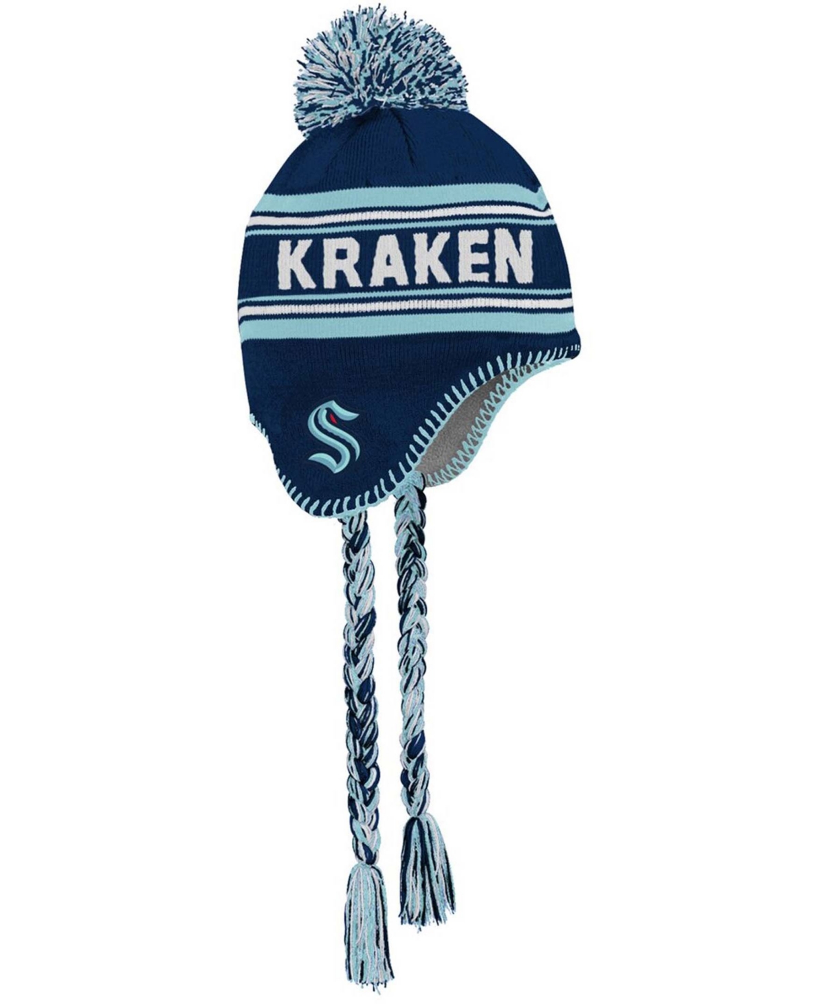 Outerstuff Babies' Big Boys And Girls Deep Sea Blue Seattle Kraken Jacquard Tassel Knit Hat With Pom