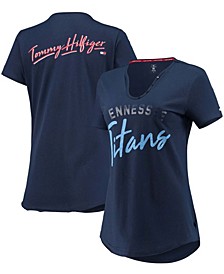 Women's Navy Tennessee Titans Riley V-Neck T-shirt