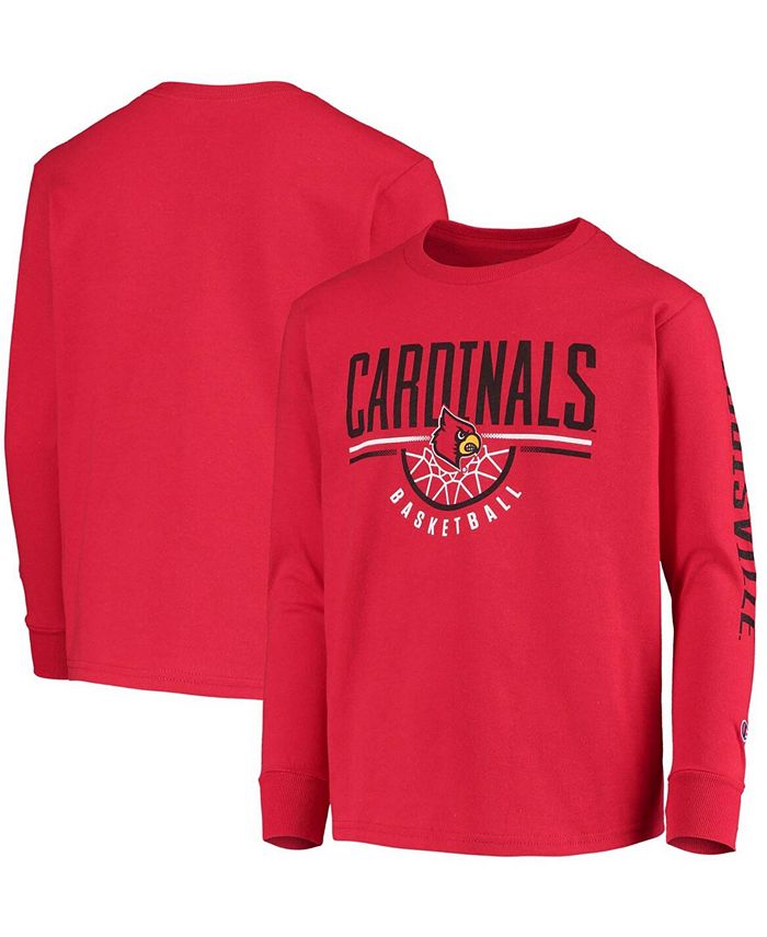 Home, Champion Big Boys and Girls Red Louisville Cardinals Basketball Long  Sleeve T-shirt