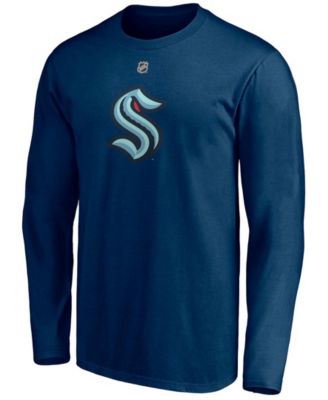 Men's Philipp Grubauer Deep Sea Blue Seattle Kraken Authentic Stack Name and Number Long Sleeve T-shirt