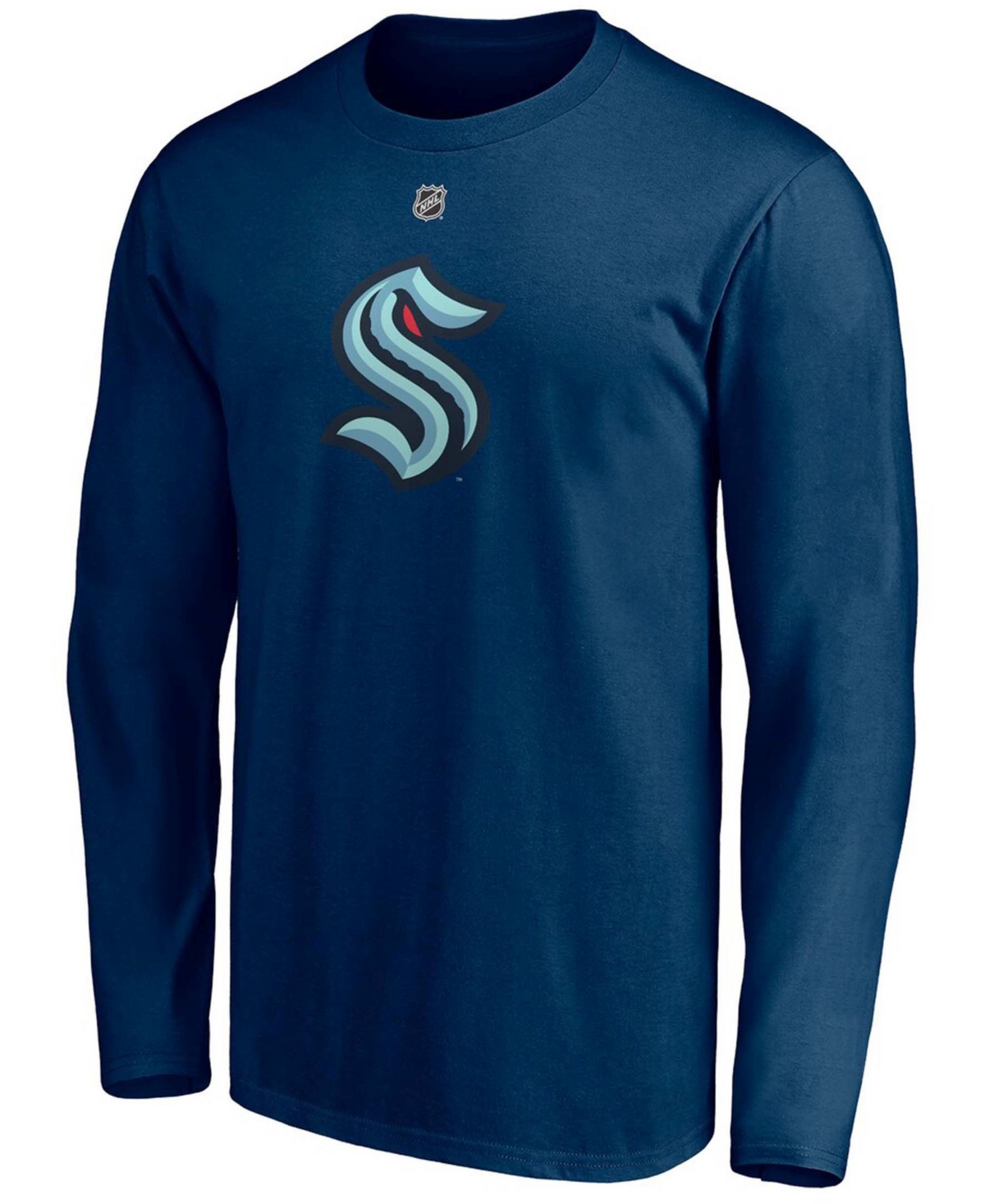 Men's Philipp GrubauerSeattle Kraken Authentic Stack Name and Number Long Sleeve T-shirt - Deep Sea Blue