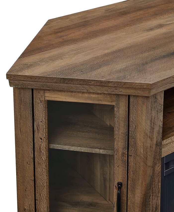 Walker Edison 48" Classic Traditional Wood Corner Fireplace Media TV