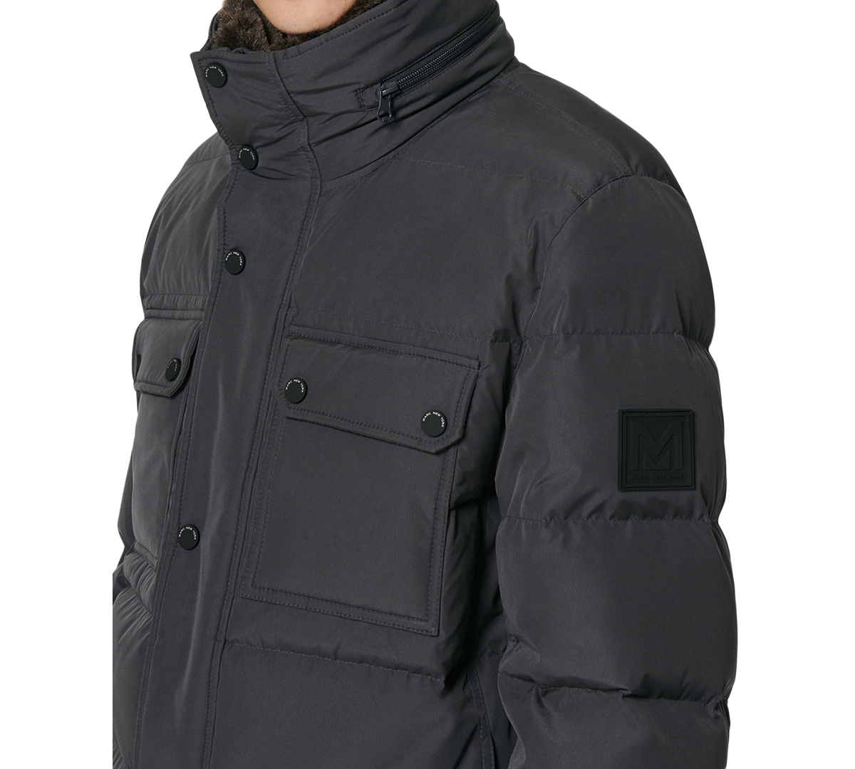 Marc New York Men's Godwin Quilted Trucker Jacket With Removable Faux-fur Trim In Charcoal