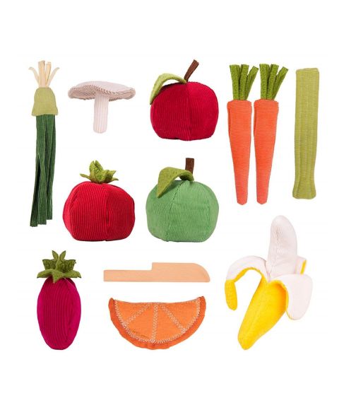 Детский игровой набор Salus Brands PopOhVer Plush Fruits and Vegetables 12-Piece Food Playset, Ages 3+