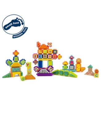 Small Foot Wooden Toys Safari Theme Wood and Knobs Building Blocks 150 Piece Playset