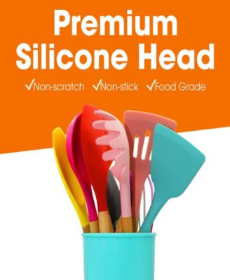 Silicone Spatula with Wooden Handles Set, 12 Pieces