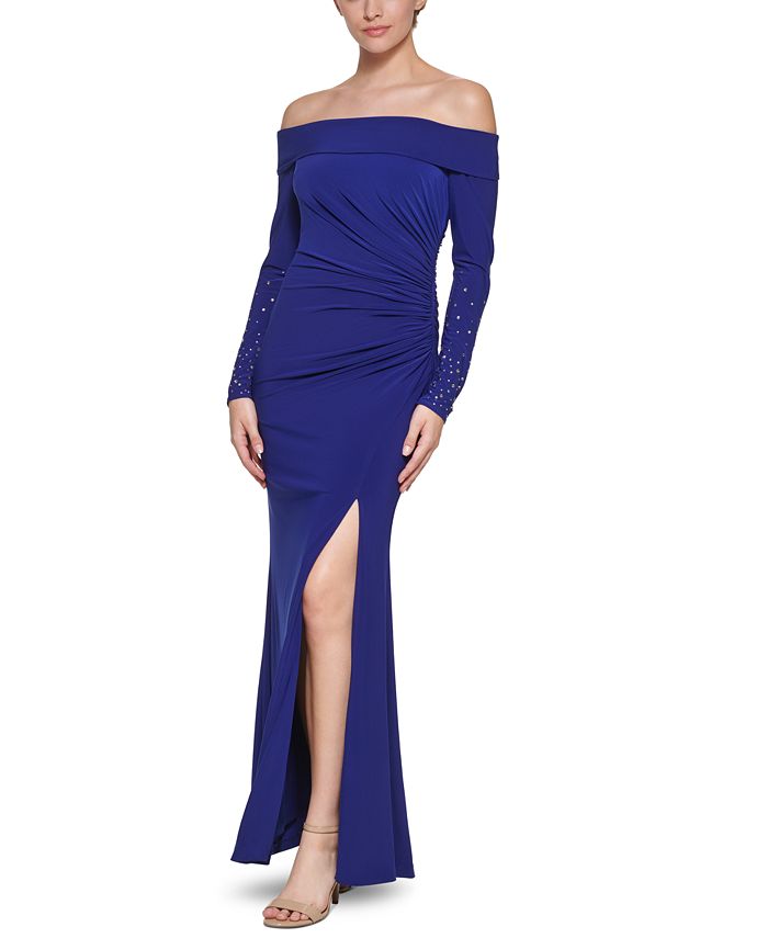 Vince camuto side ruched off the shoulder gown top