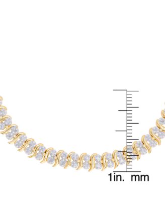 Diamond Accent S Link Bracelet in Fine Gold Plate or Fine Silver Plate