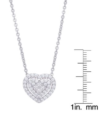 Cubic Zirconia Heart Necklace in Fine Rose Gold Plate or Fine Silver Plate