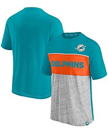 Men's Aqua, Heathered Gray Miami Dolphins Colorblock T-shirt