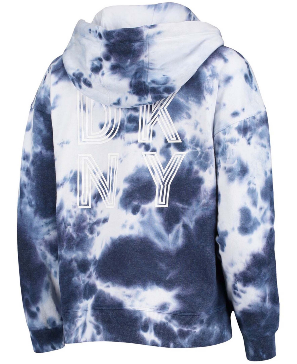 Dkny Women's White, College Navy Seattle Seahawks Dakota Oversized Tie-dye Half-zip Hoodie In White,college Navy