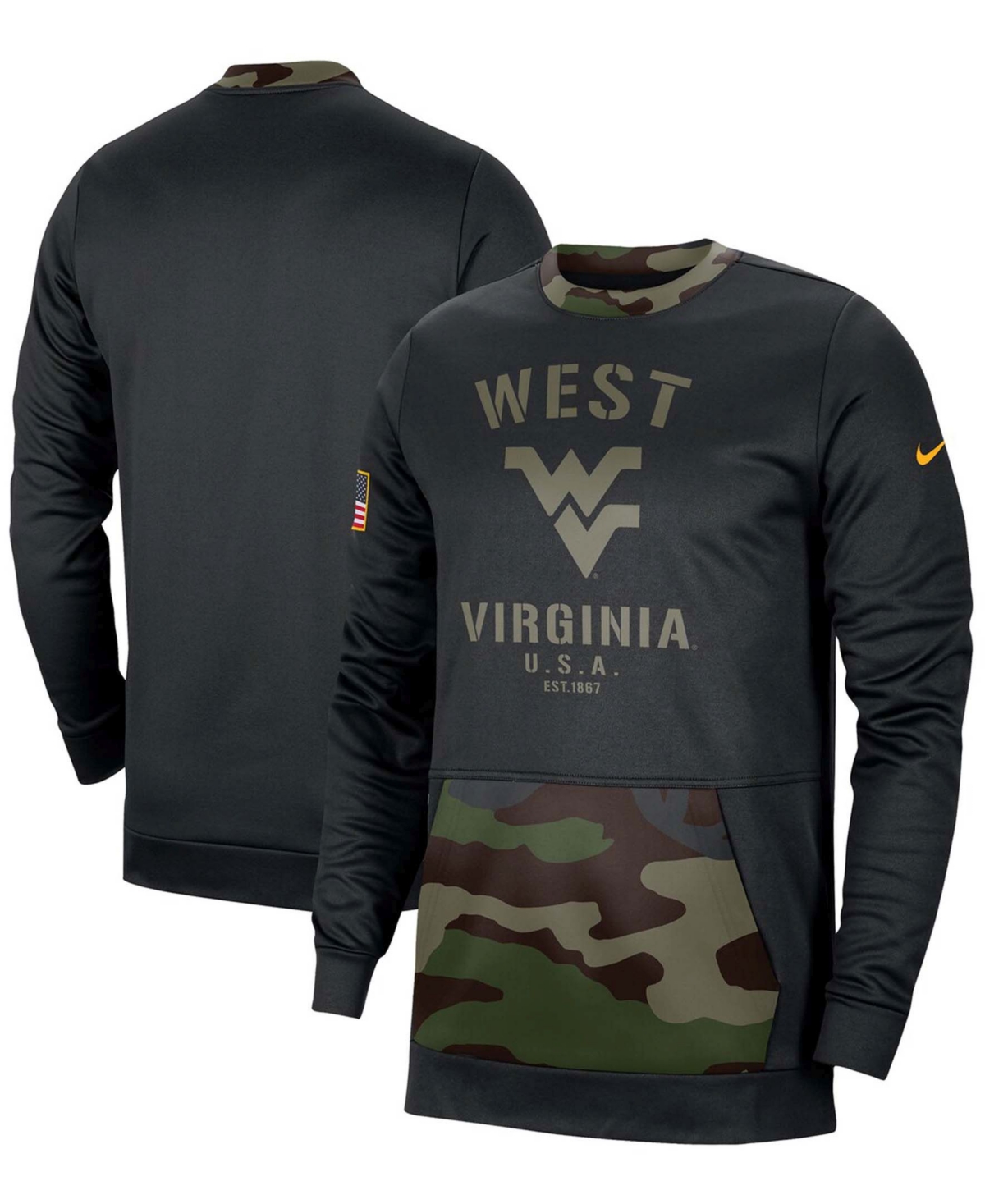 Men's Black and Camo West Virginia Mountaineers Military Appreciation Performance Pullover Sweatshirt