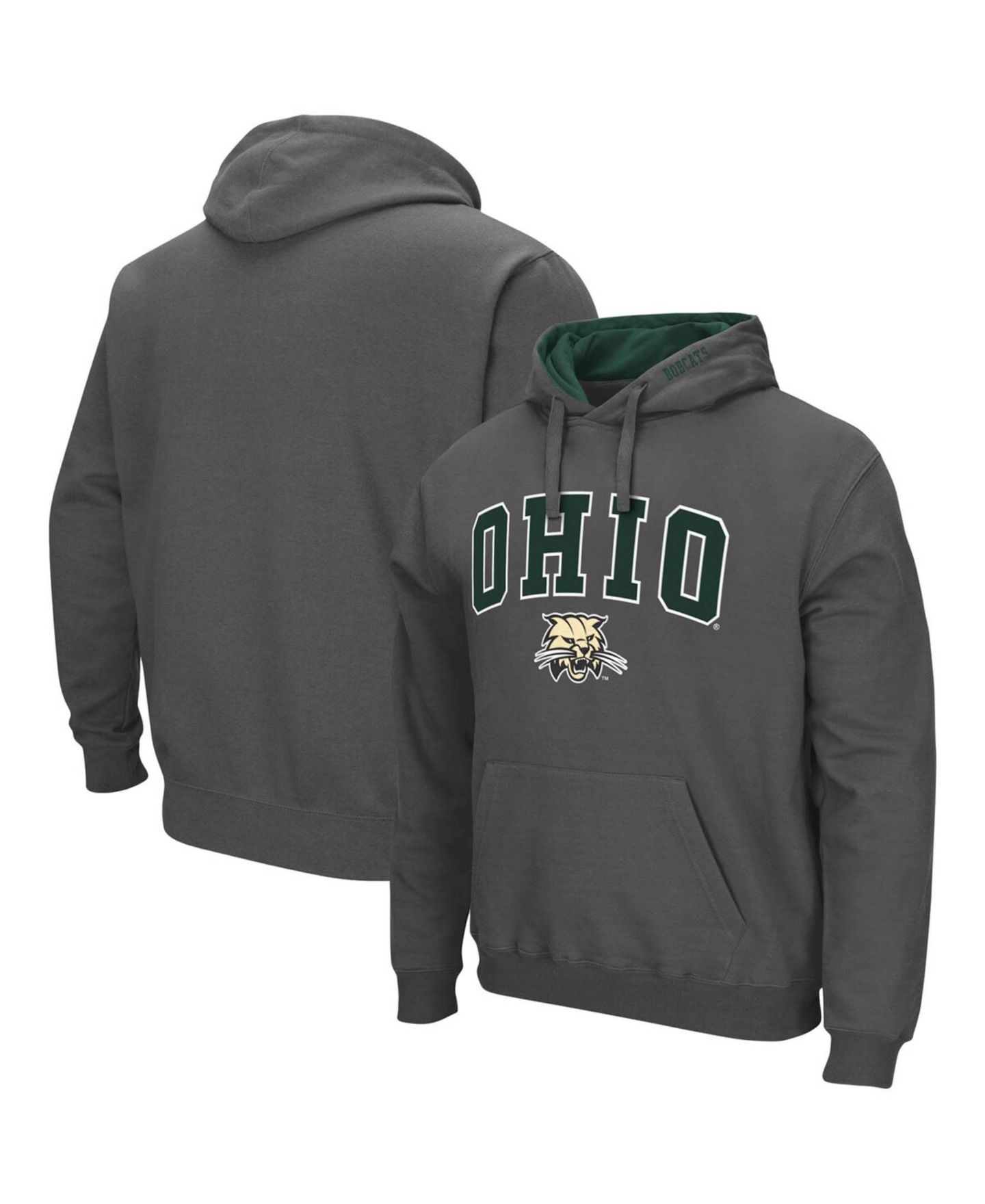 Мужское худи Colosseum Ohio Bobcats Arch and Logo Pullover, цвет: Угольный — фото 1