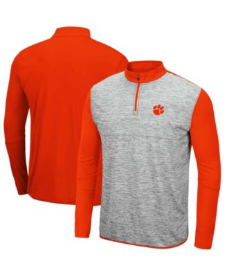 Men's Heathered Gray, Orange Clemson Tigers Prospect Quarter-Zip Jacket