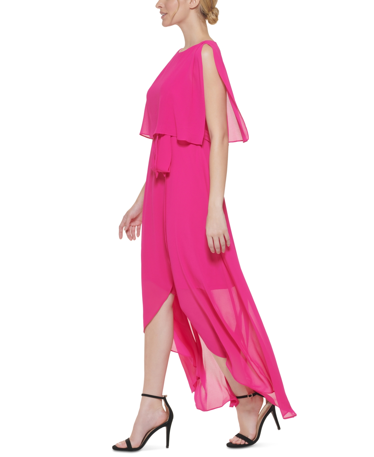 Shop Jessica Howard Petite Split-sleeve High-low Maxi Dress In Fuchsia