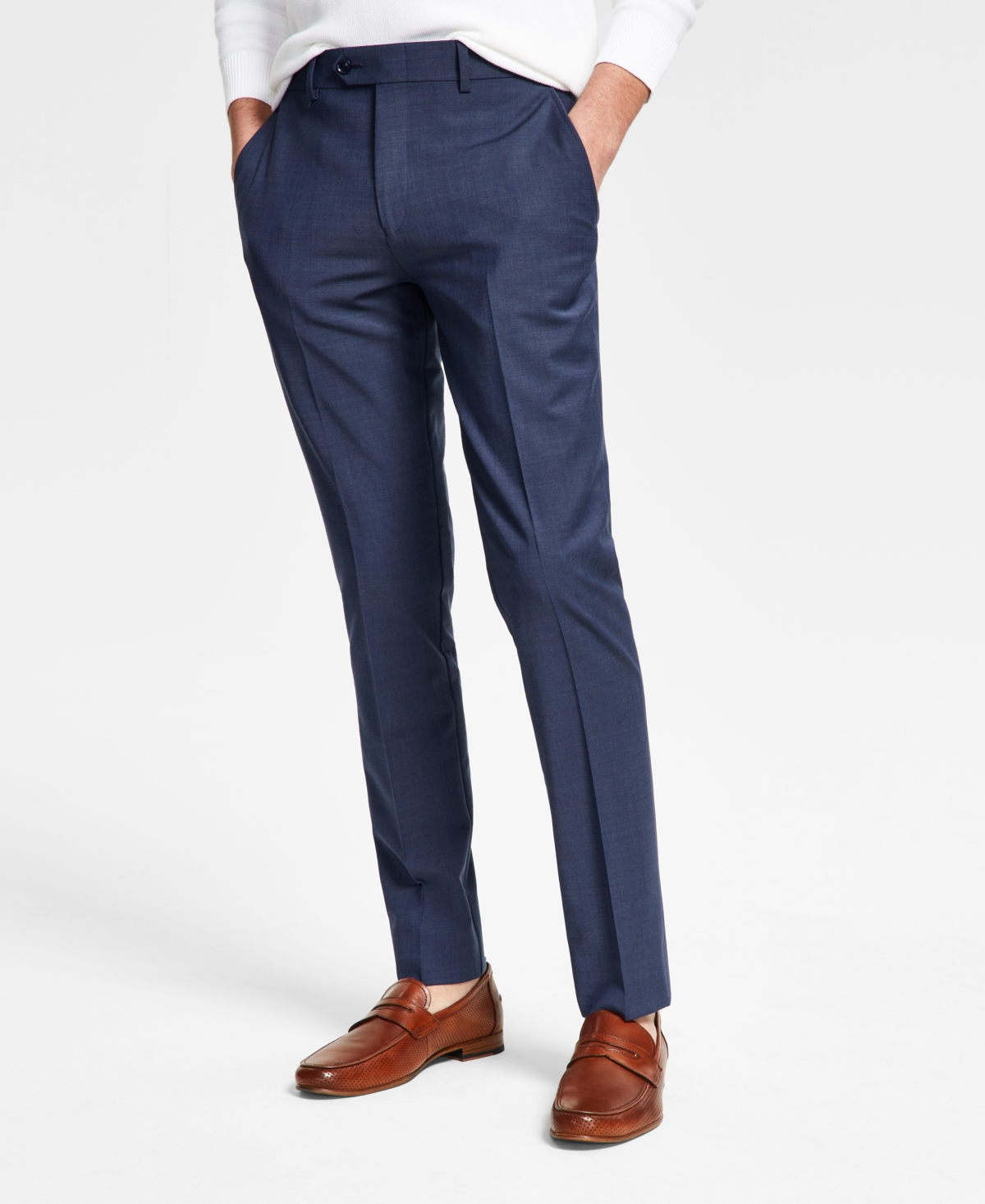 Bar Iii Men's Slim-fit Wool-blend Solid Suit Pants, Created For Macy's In Blue