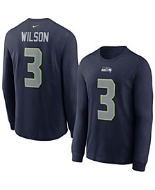 Men's Russell Wilson College Navy Seattle Seahawks Player Name and Number Long Sleeve T-shirt