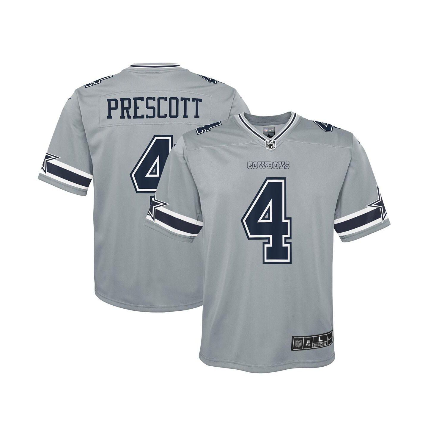 Детская игровая джерси Nike Dak Prescott Dallas Cowboys Inverted Team, Silver — фото 1
