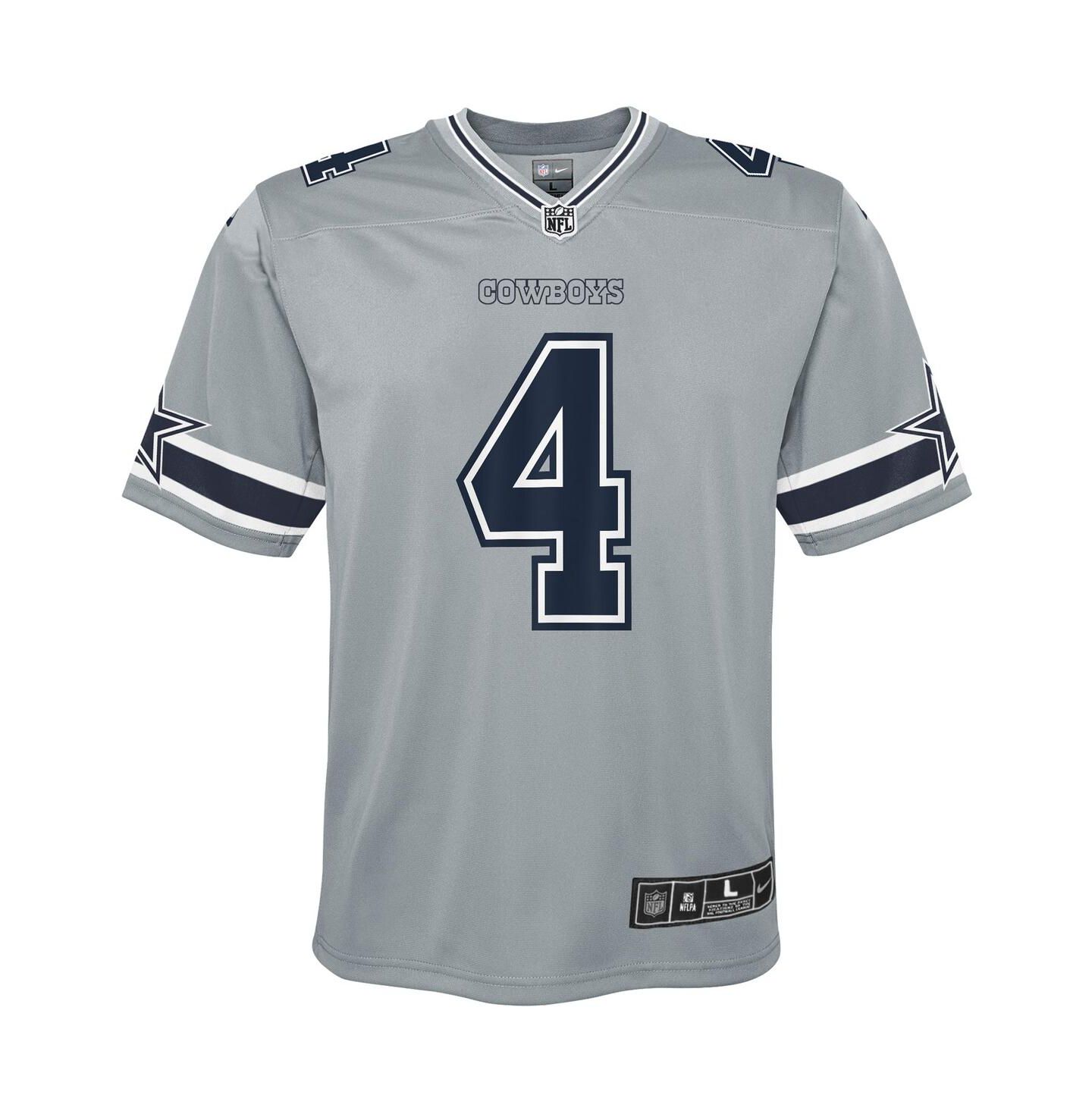 Детская игровая джерси Nike Dak Prescott Dallas Cowboys Inverted Team, Silver — фото 3