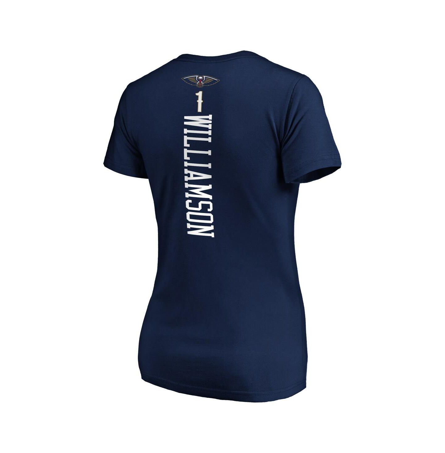 Женская футболка Fanatics Zion Williamson Navy New Orleans Pelicans 2019 Nba Draft Playmaker Name & Number V-Neck — фото 4