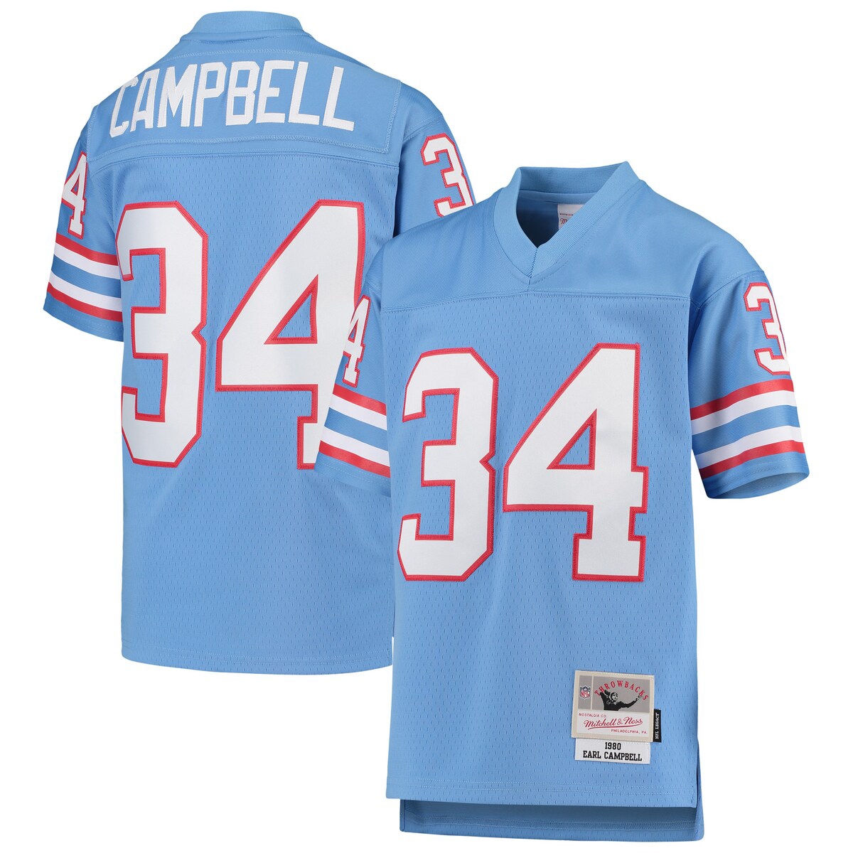 Mitchell & Ness Big Boys and Girls Earl Campbell Light Blue Houston Oilers 1980 Gridiron Classic Legacy Retired Player Jersey - 1980
