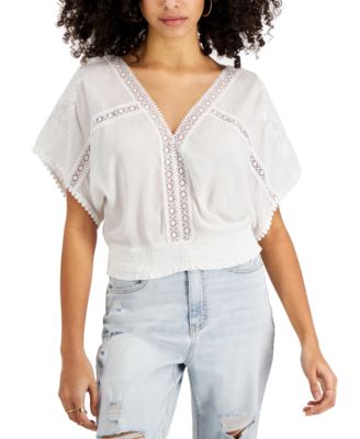Self Esteem - Juniors' Crochet-Trim Top