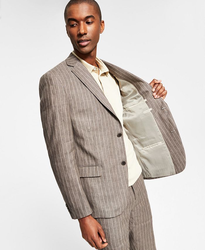 Alfani Men's Slim-Fit Stripe Linen Suit Jacket, Created for Macy's - Macy's